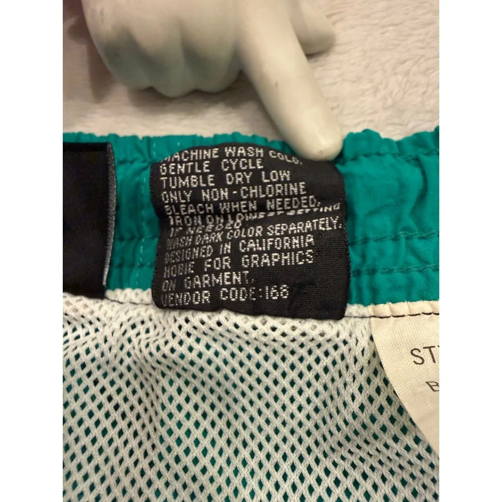 Vintage Hobie Mens Swim Shorts Colorblock Teal Pink Mesh Lined 1X 42-44 Retro